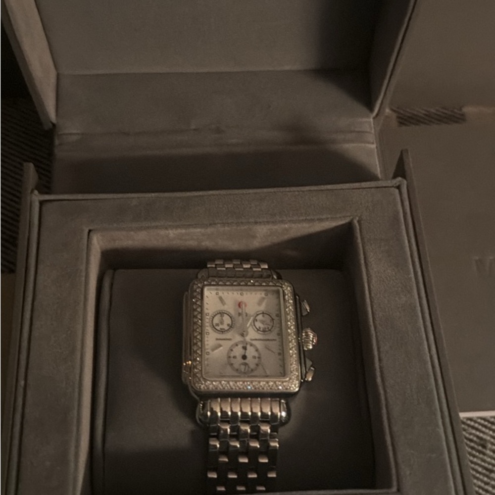 Michele Silver Watch with Diamond Accents - Picture 8 of 8